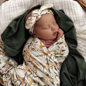 Golden Wattle | Baby Stretch Wrap & Topknot Set - Snuggle Hunny