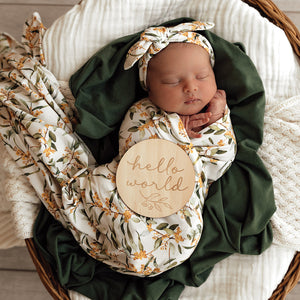 Golden Wattle | Baby Stretch Wrap & Topknot Set - Snuggle Hunny