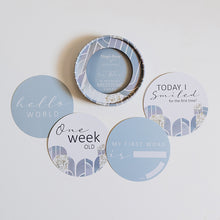 Load image into Gallery viewer, Eventide &amp; Ice Blue Reversible Milestone Cards - Snuggle Hunny Kids - Green Lily 
