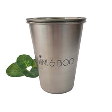 Load image into Gallery viewer, Mini &amp; Boo - Stainless steel drinking cups 350ml - Green Lily 

