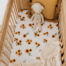 Load image into Gallery viewer, Sunflower l Fitted Cot Sheet - Snuggle Hunny Kids - Green Lily 
