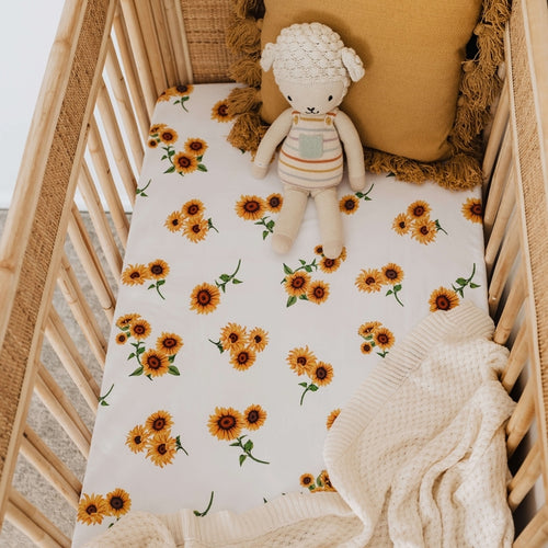 Sunflower l Fitted Cot Sheet - Snuggle Hunny Kids - Green Lily 