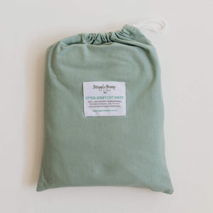 Sage l Fitted Cot Sheet - Snuggle Hunny Kids - Green Lily 