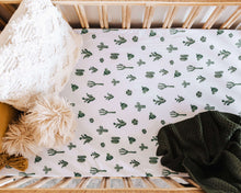 Load image into Gallery viewer, Cactus l Fitted Cot Sheet - Snuggle Hunny Kids - Green Lily 
