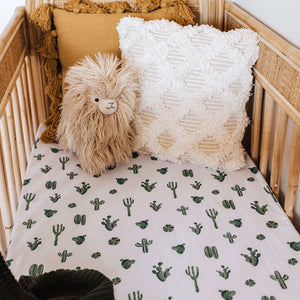 Cactus l Fitted Cot Sheet - Snuggle Hunny Kids - Green Lily 