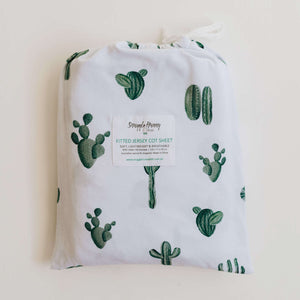 Cactus l Fitted Cot Sheet - Snuggle Hunny Kids - Green Lily 