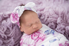 Load image into Gallery viewer, Lilac Skies  | Snuggle Swaddle &amp; Topknot Set - Snuggle Hunny Kids

