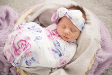 Load image into Gallery viewer, Lilac Skies  | Snuggle Swaddle &amp; Topknot Set - Snuggle Hunny Kids
