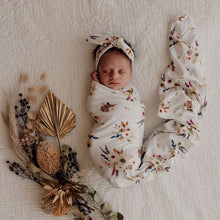 Load image into Gallery viewer, Boho Posy | Baby Jersey Wrap &amp; Topknot Set - Snuggle Hunny Kids - Green Lily 
