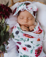 Load image into Gallery viewer, Peonie l Baby Jersey Wrap &amp; Topknot Set - Snugge Hunny Kids - Green Lily 
