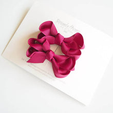 Load image into Gallery viewer, Burgundy Bow Clips - Piggy Tail Set
