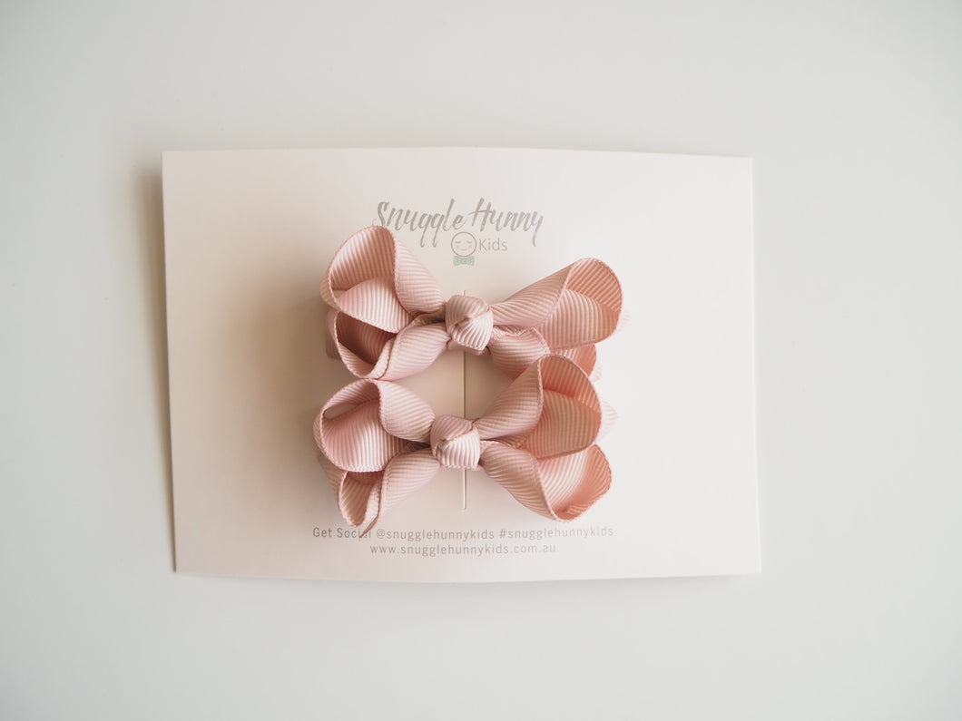 Nude Bow Clips - Piggy Tail Set