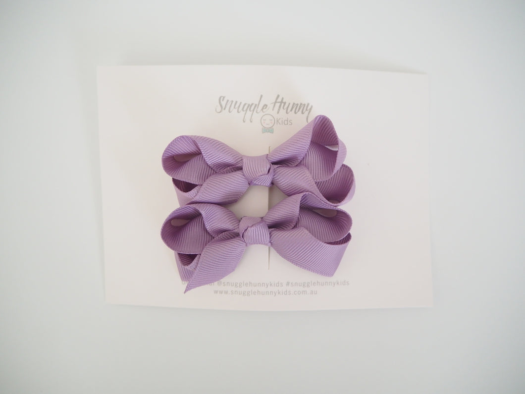 Lilac Bow Clips - Piggy Tail Set