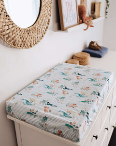 Whale l Bassinet Sheet / Change Pad Cover - Snuggle Hunny Kids - Green Lily 