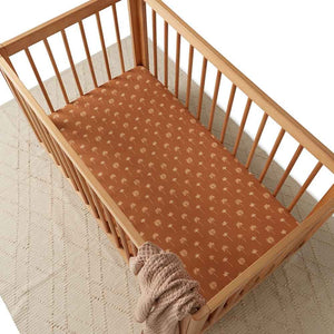 Bronze Palm l Fitted Cot Sheet - Snuggle Hunny Kids