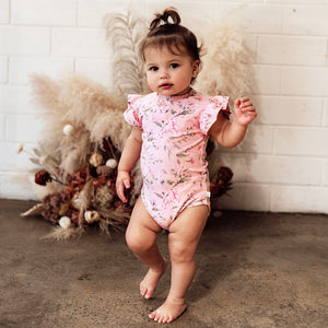 Pink Watter Short Sleeve Bodysuit  - Organic Clothing by Snuggle Hunny Kids