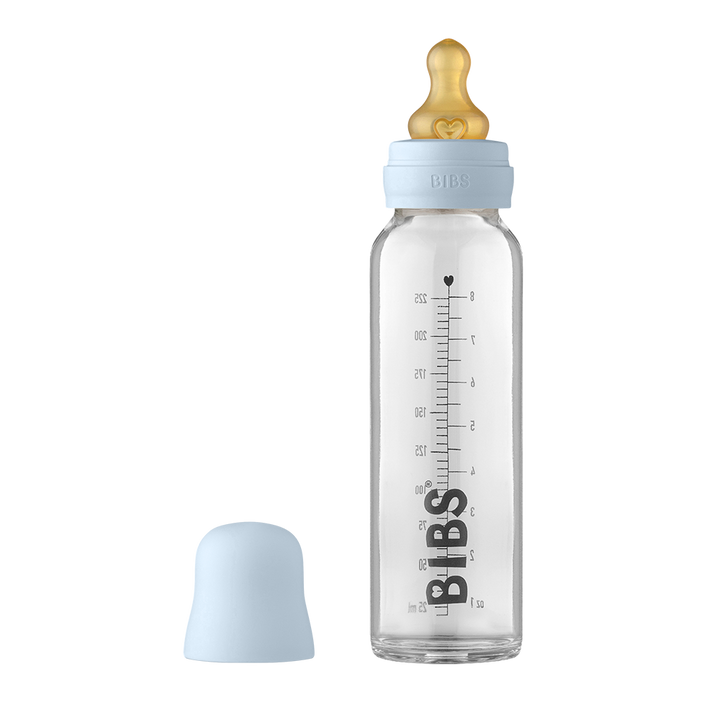Bibs Baby Glass Bottle Set 225ml Baby Blue