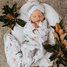 Load image into Gallery viewer, Safari l Baby Jersey Wrap &amp; Topknot Set - Snugge Hunny Kids - Green Lily 
