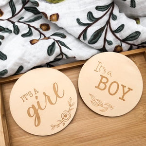 Gender Reveal Wooden Milestone Cards - Green Lily 