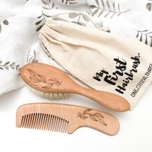 Load image into Gallery viewer, Wooden Hairbrush &amp; Comb Set
