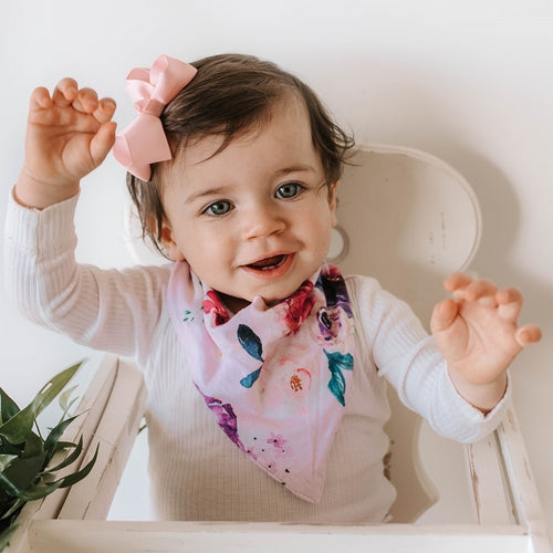 Floral Kiss l Dribble Bandana Bib l Snuggle Hunny Kids - Green Lily 