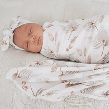 Load image into Gallery viewer, Snuggly Jacks -  Porcelain Jersey Swaddle Stretch Wrap &amp; Top Knot
