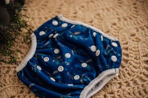 My Little Gumnut - BOHO NAVY - swimming nappy (3-18months) - Green Lily 