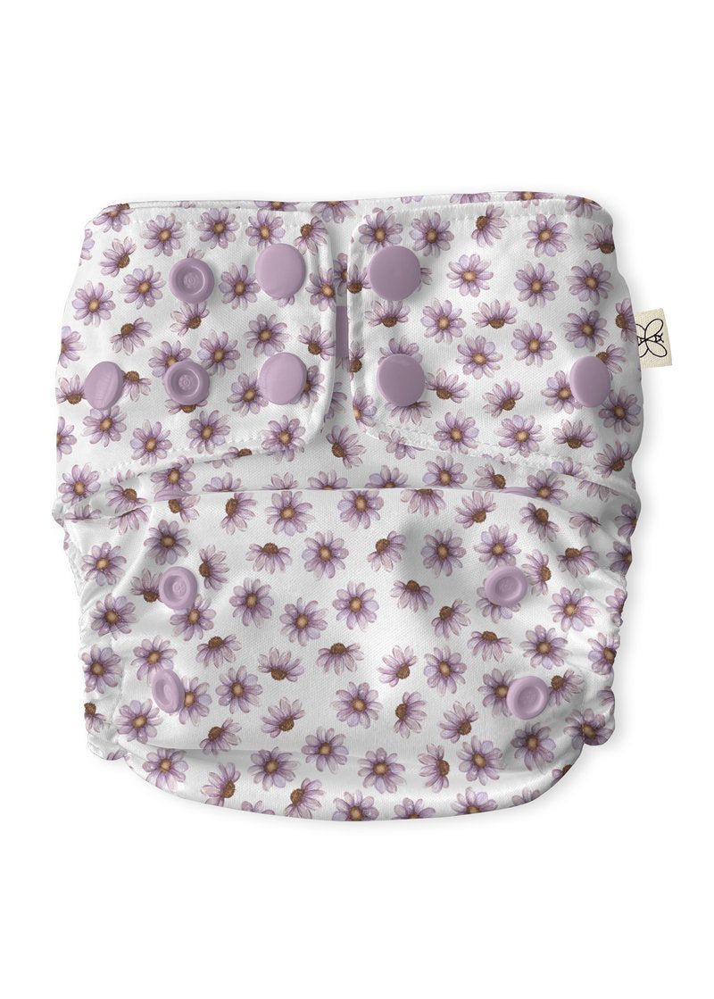 MODERN CLOTH NAPPY - LILAC MEADOW lilac snaps - The Bebe Hive
