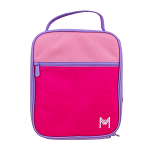 MontiiCo Large Insulated Lunch Bag - Pink Colour Block