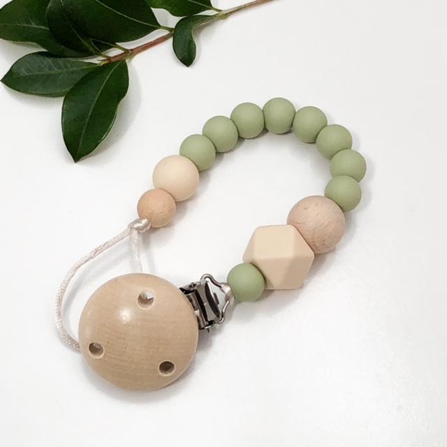 Pale Olive - Naturals Silicone Dummy Holder (preorder due feb) - Green Lily 