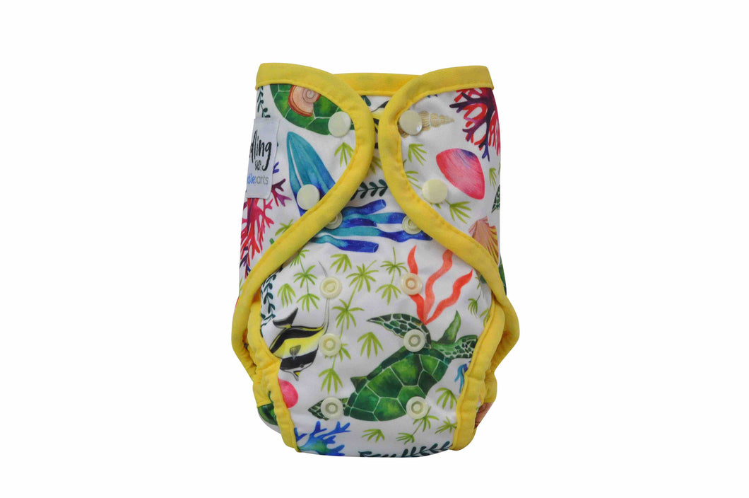 Seedling Baby - Sandy Reef - Paddle Pants Swim Nappy (birth to 16kgs) - Green Lily 