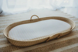 Snuggly Jacks - Sand Gingham Organic Cotton Bassinet Sheet / Change Mat Cover