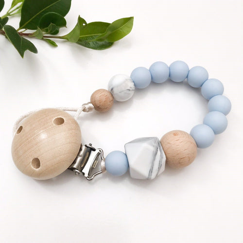 Blue - Marble Accent Silicone Dummy Holder (preorder due feb) - Green Lily 