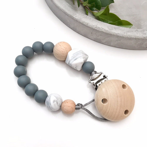 Grey - Marble Accent Silicone Dummy Holder (preorder due feb) - Green Lily 