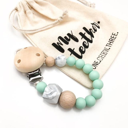 Mint - Marble Accent Silicone Dummy Holder (preorder due feb) - Green Lily 