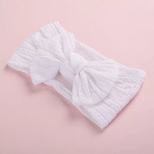 Load image into Gallery viewer, Green Lily wide bow stretchy headband - WHITE
