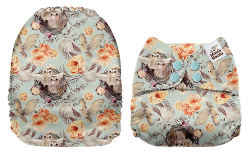 Mama Koala -  Nest Owls (Minky) - Green Lily 