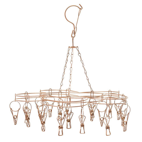 Stainless Steel Sock Hanger with 20 Pegs - ROSE GOLD - Green Lily 