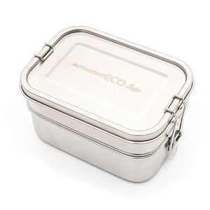 Stainless Steel Two Layer Lunchbox - Green Lily 